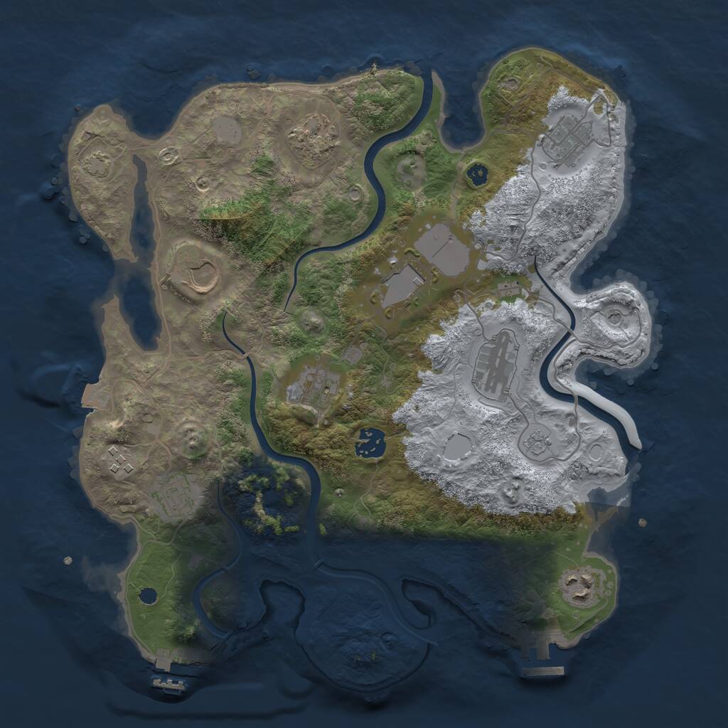 Rust Map: Procedural Map, Size: 3500, Seed: 77552353, 16 Monuments