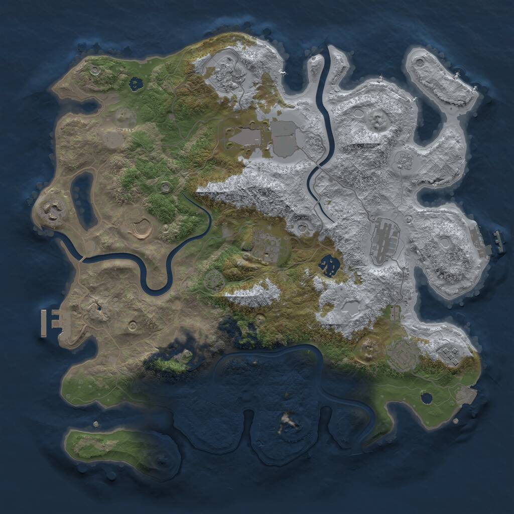 Rust Map: Procedural Map, Size: 3750, Seed: 592895, 16 Monuments