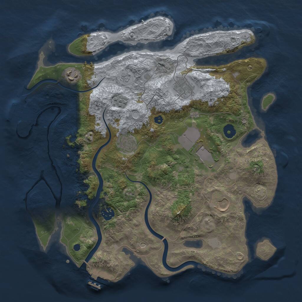 Rust Map: Procedural Map, Size: 3500, Seed: 527946741, 13 Monuments