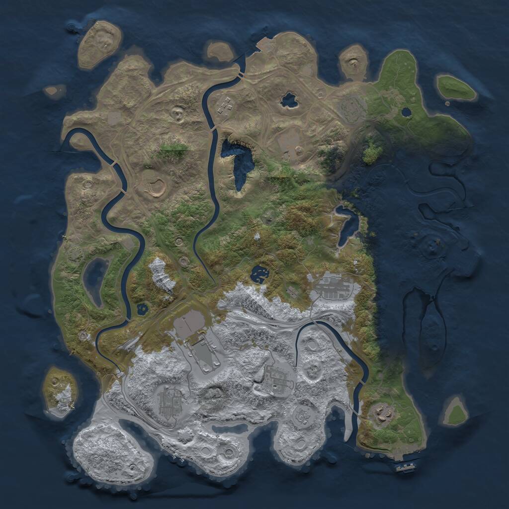 Rust Map: Procedural Map, Size: 4250, Seed: 464341, 16 Monuments