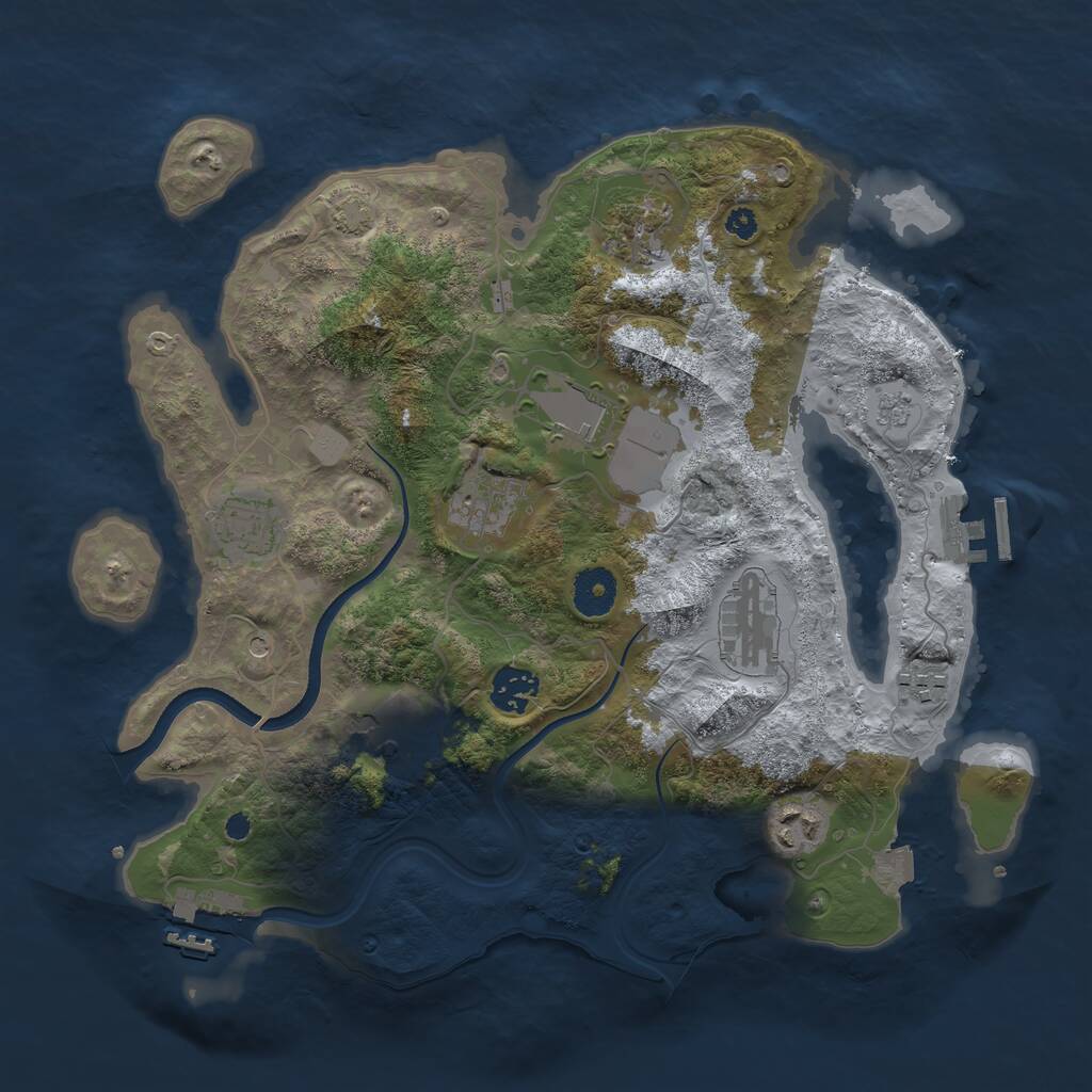 Rust Map: Procedural Map, Size: 3500, Seed: 676342634, 15 Monuments
