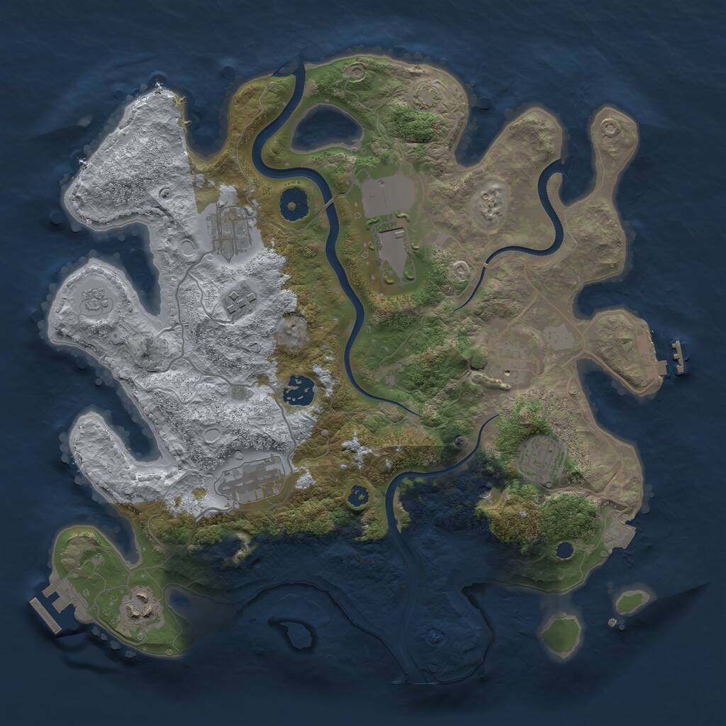 Rust Map: Procedural Map, Size: 3500, Seed: 650297025, 14 Monuments