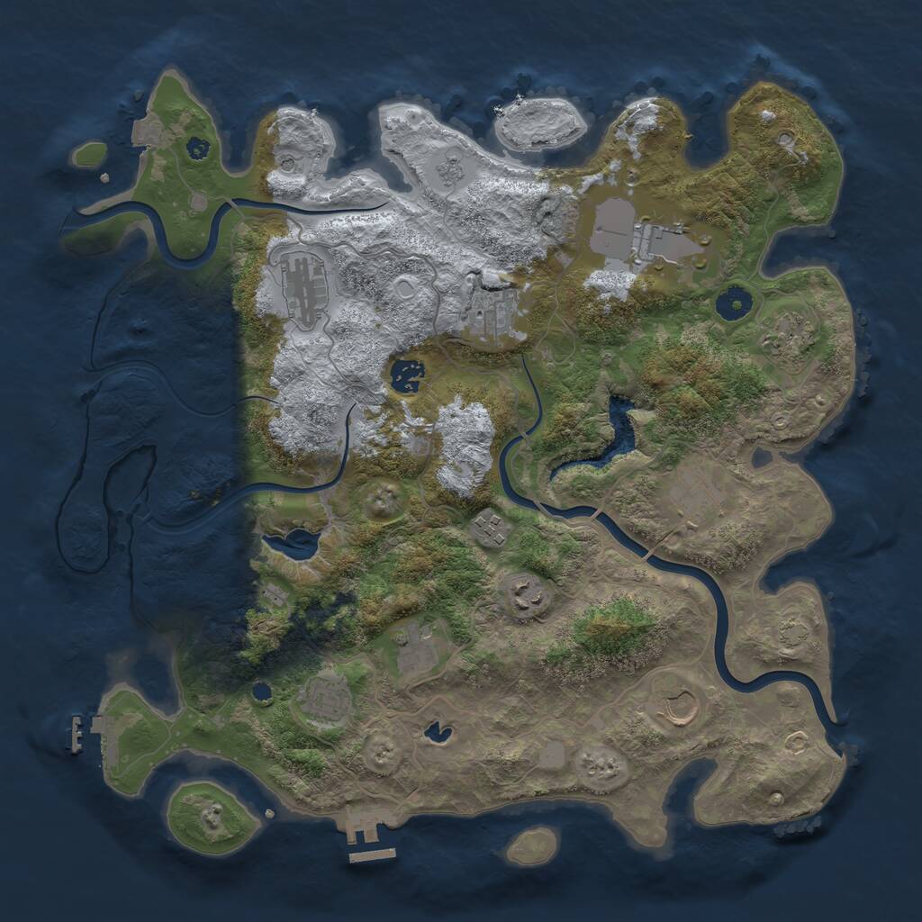 Rust Map: Procedural Map, Size: 4000, Seed: 1023664768, 17 Monuments