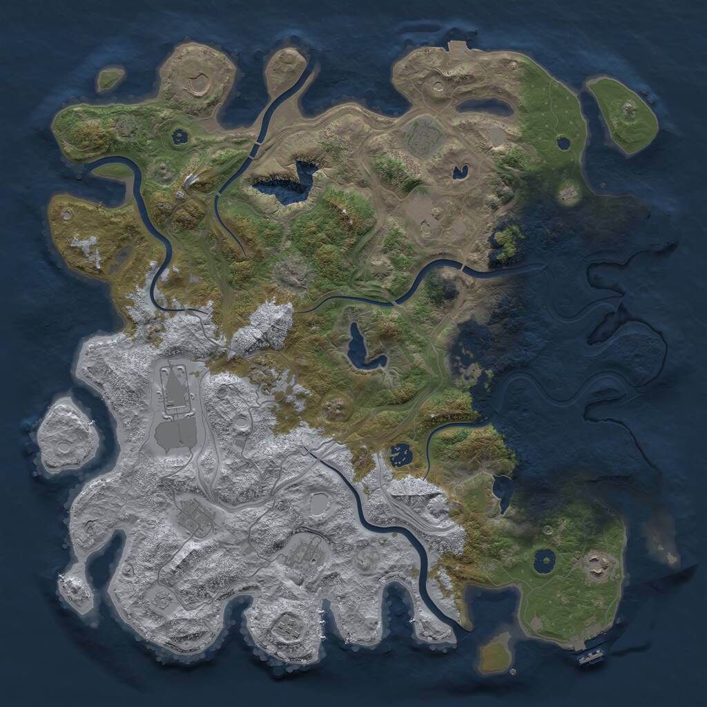 Rust Map: Procedural Map, Size: 4500, Seed: 257904307, 17 Monuments