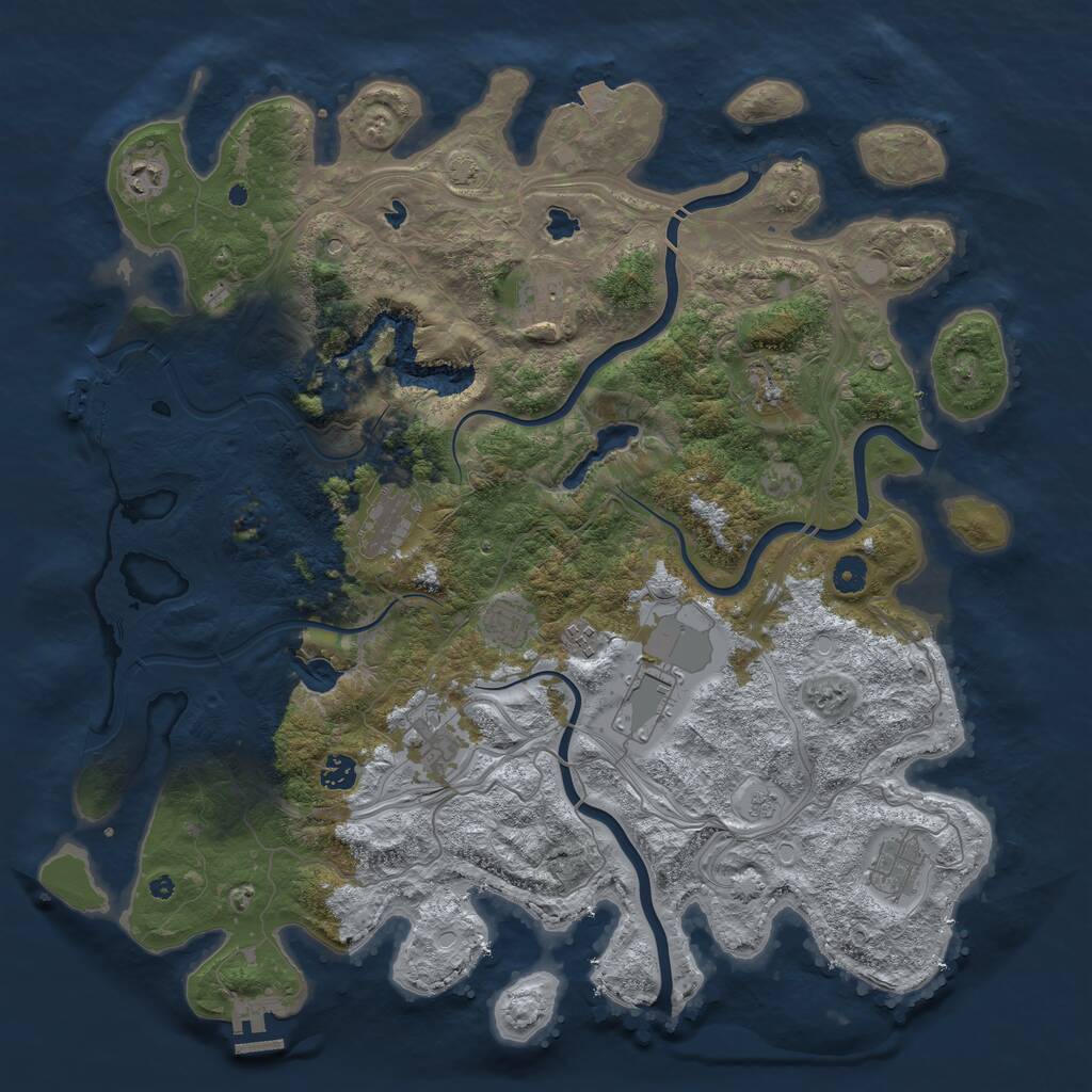 Rust Map: Procedural Map, Size: 4500, Seed: 530171503, 16 Monuments