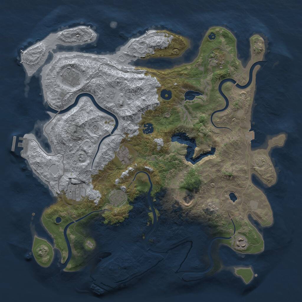 Rust Map: Procedural Map, Size: 4050, Seed: 1463775905, 15 Monuments