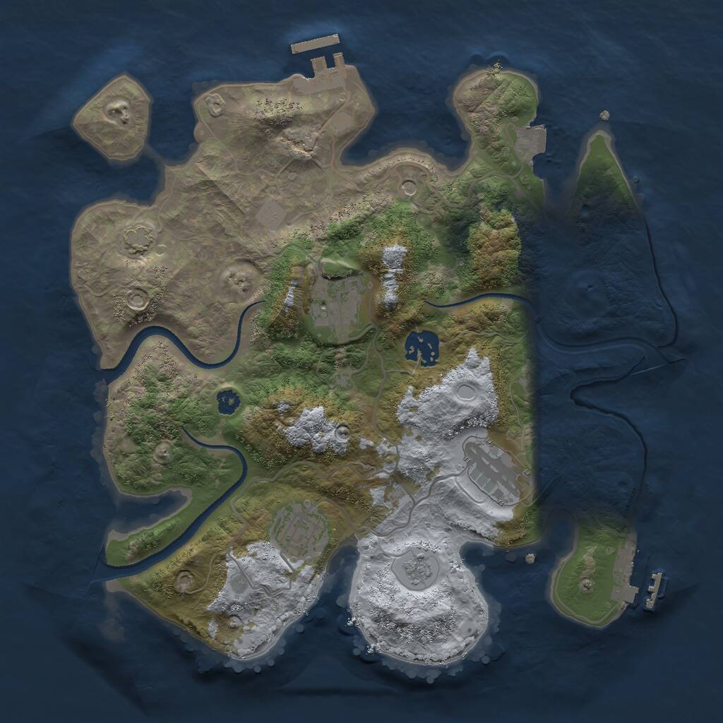 Rust Map: Procedural Map, Size: 3000, Seed: 1701137458, 10 Monuments