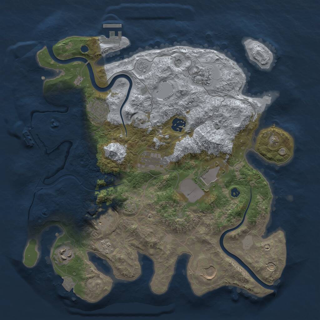 Rust Map: Procedural Map, Size: 3500, Seed: 1346239100, 15 Monuments