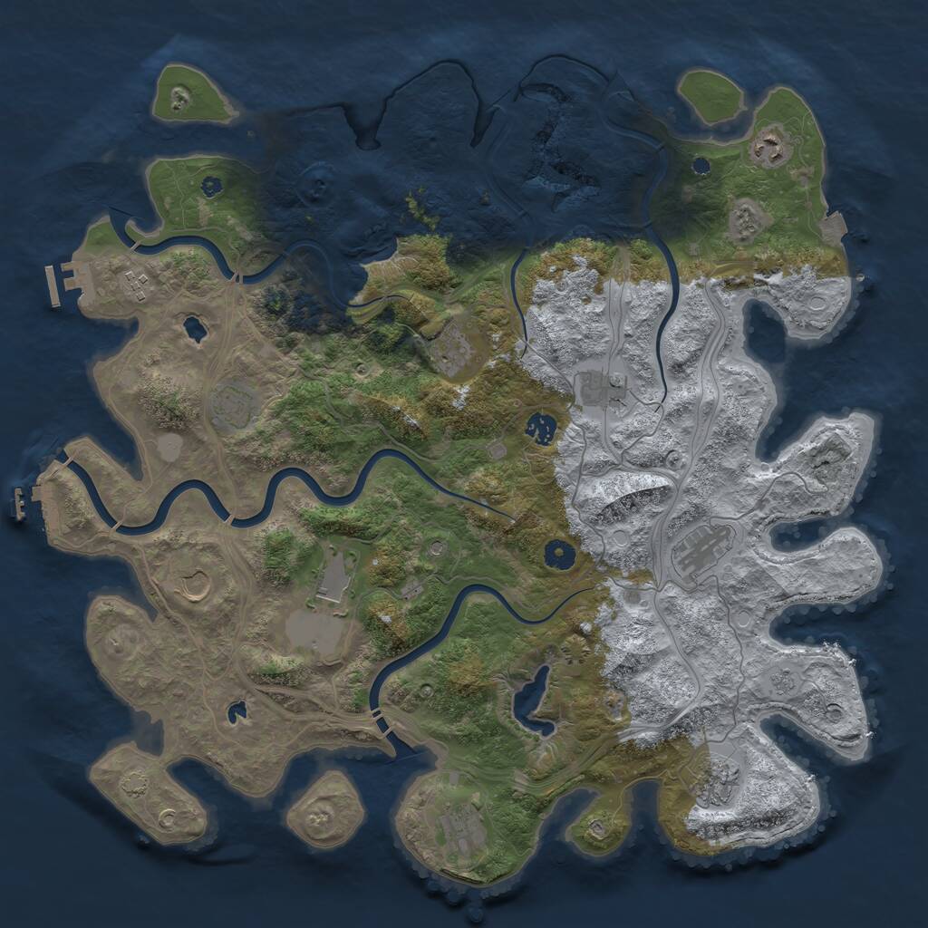 Rust Map: Procedural Map, Size: 4500, Seed: 490385532, 17 Monuments