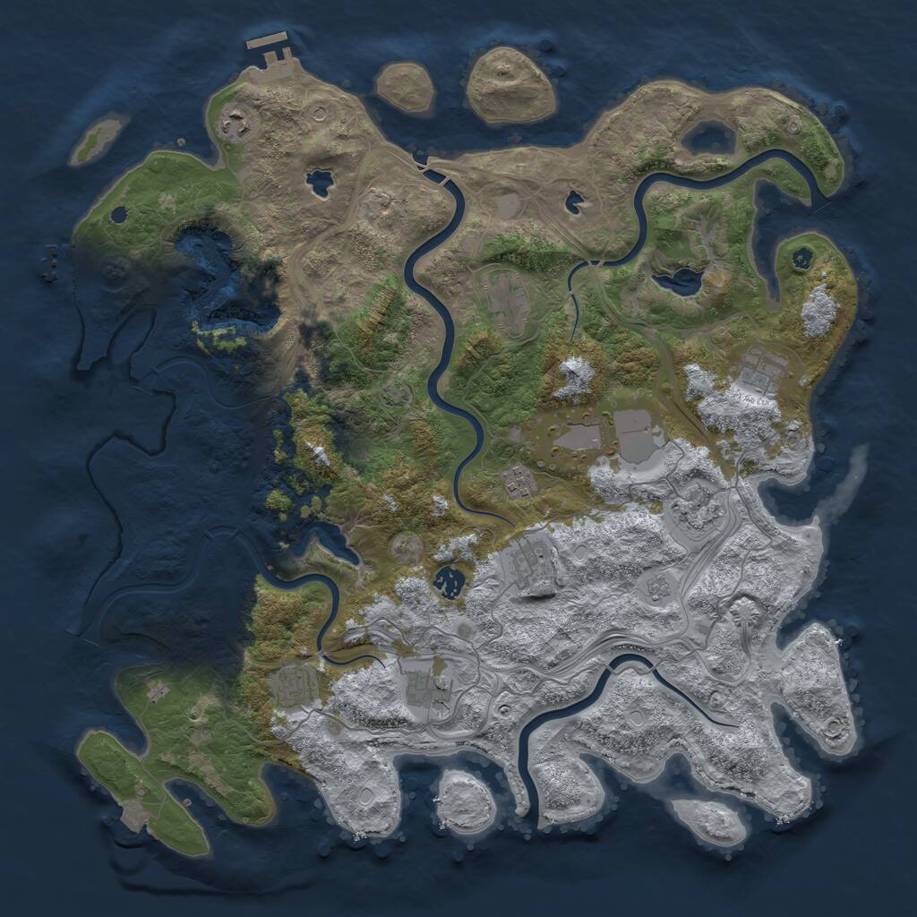 Rust Map: Procedural Map, Size: 4500, Seed: 32543986, 16 Monuments