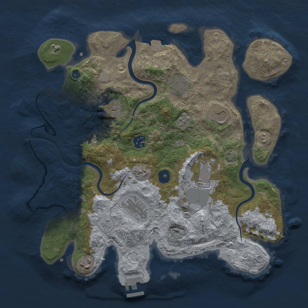 Rust Map: Procedural Map, Size: 3600, Seed: 9658103, 13 Monuments
