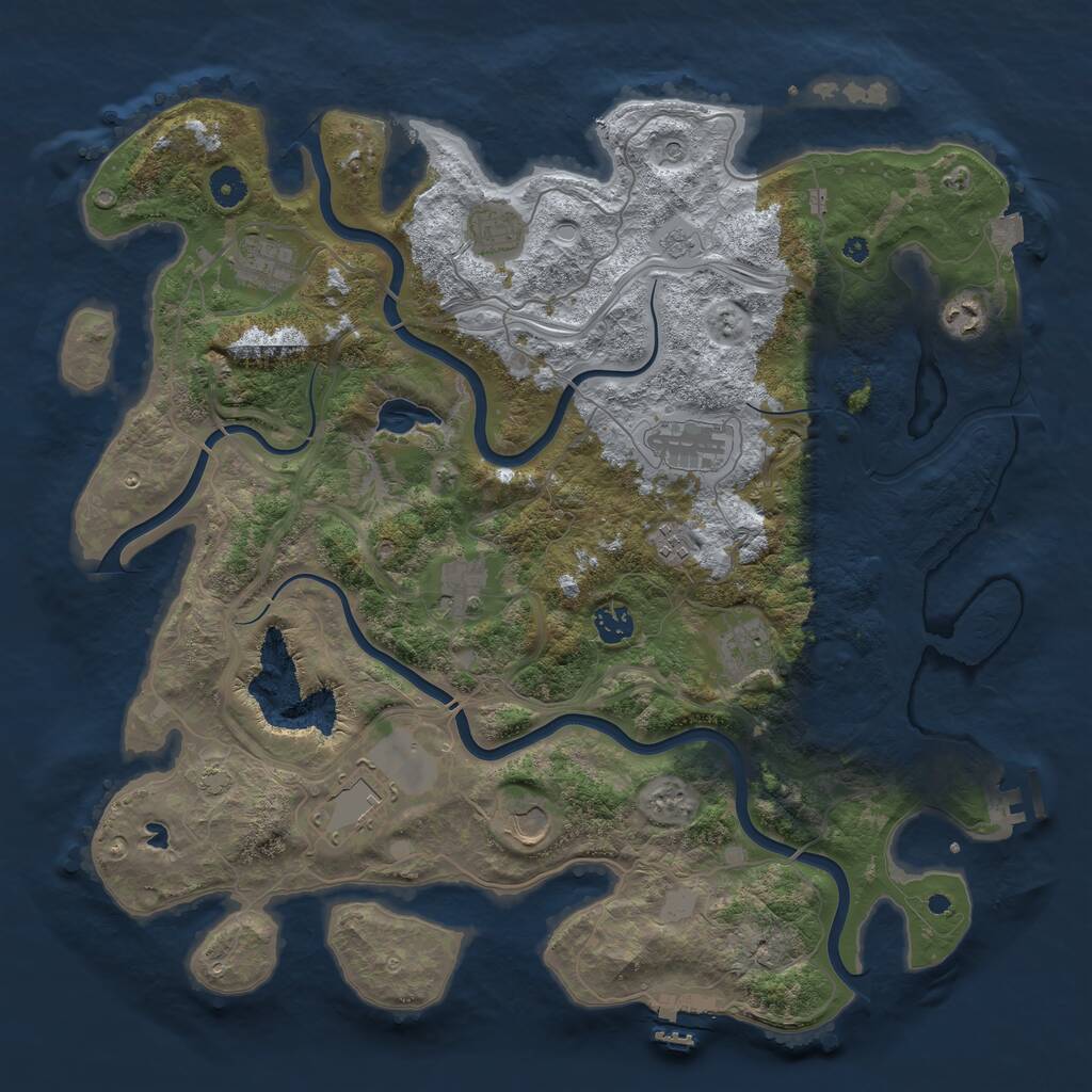 Rust Map: Procedural Map, Size: 4250, Seed: 1968481345, 16 Monuments