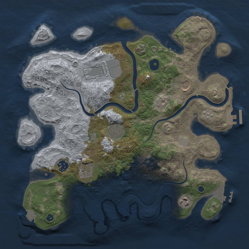 Rust Map: Procedural Map, Size: 3500, Seed: 430960, 13 Monuments