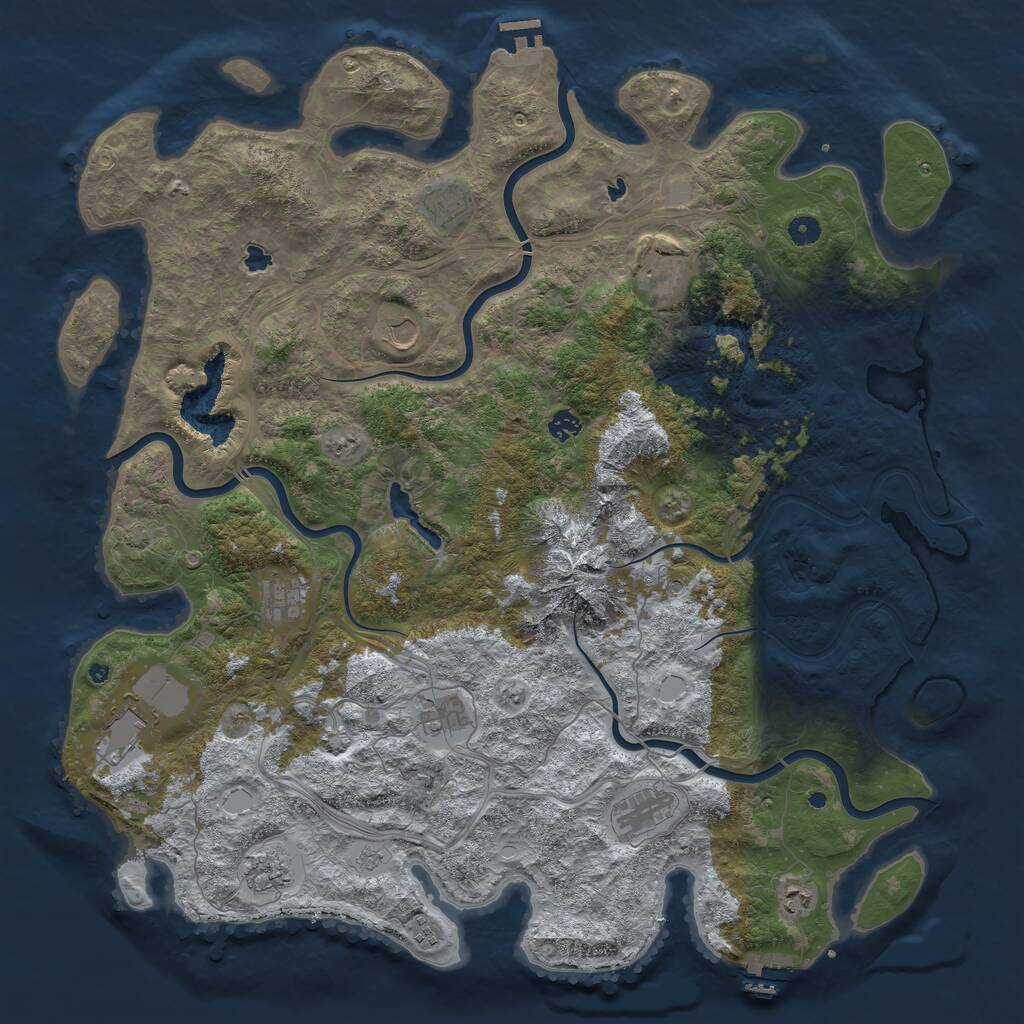 Rust Map: Procedural Map, Size: 5000, Seed: 2192026, 17 Monuments