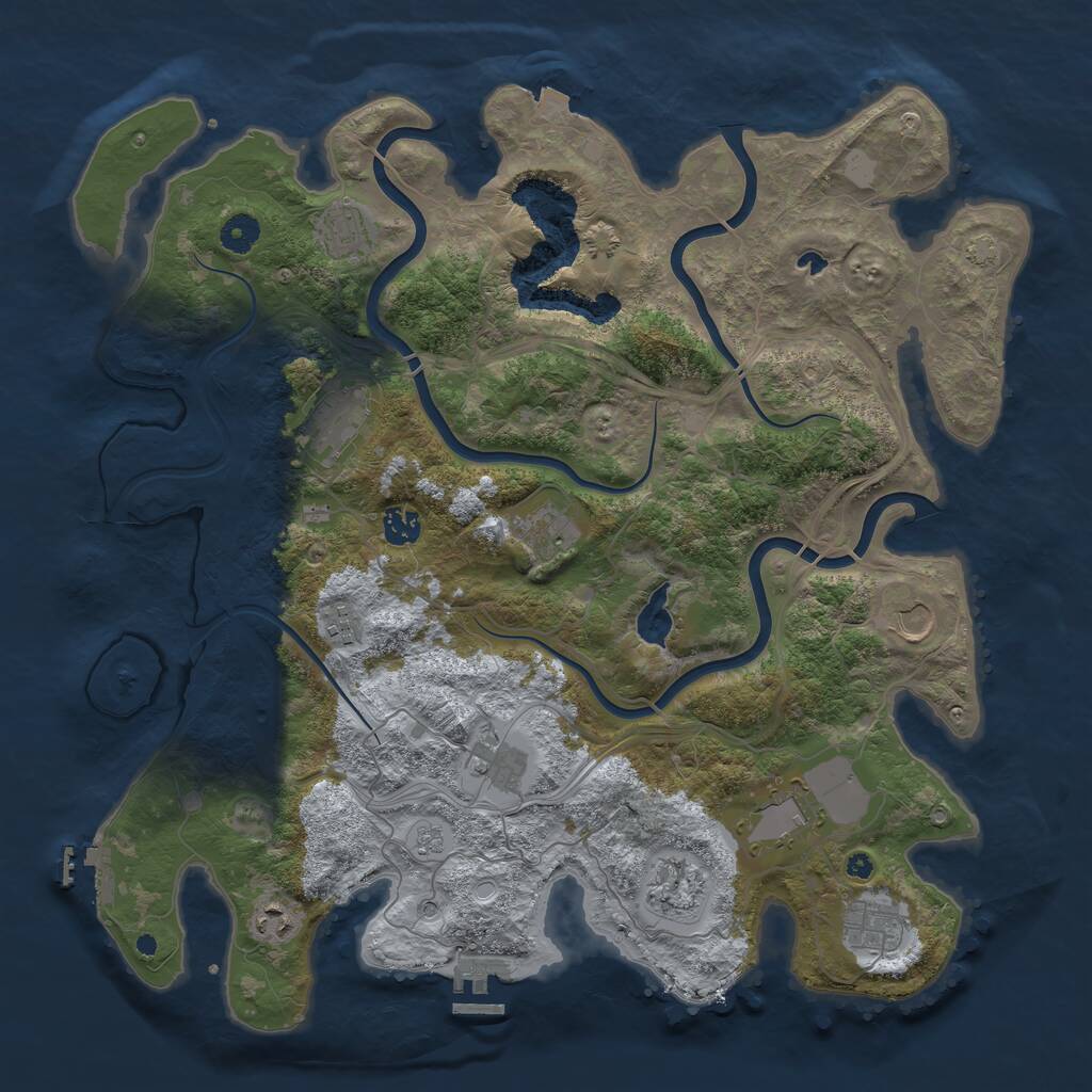 Rust Map: Procedural Map, Size: 4250, Seed: 2140983642, 17 Monuments