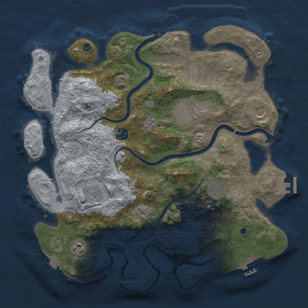 Rust Map: Procedural Map, Size: 3750, Seed: 1857284515, 13 Monuments