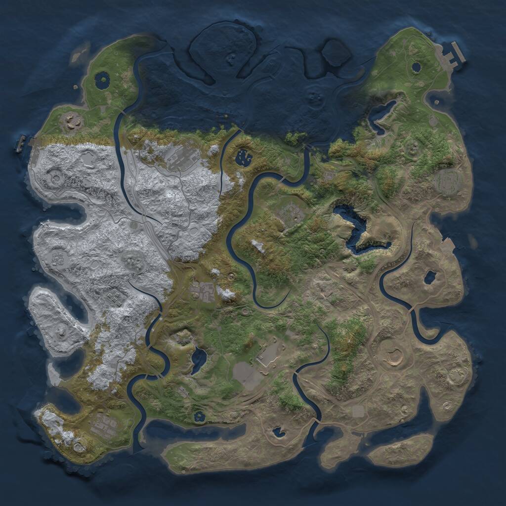 Rust Map: Procedural Map, Size: 4500, Seed: 4435, 16 Monuments