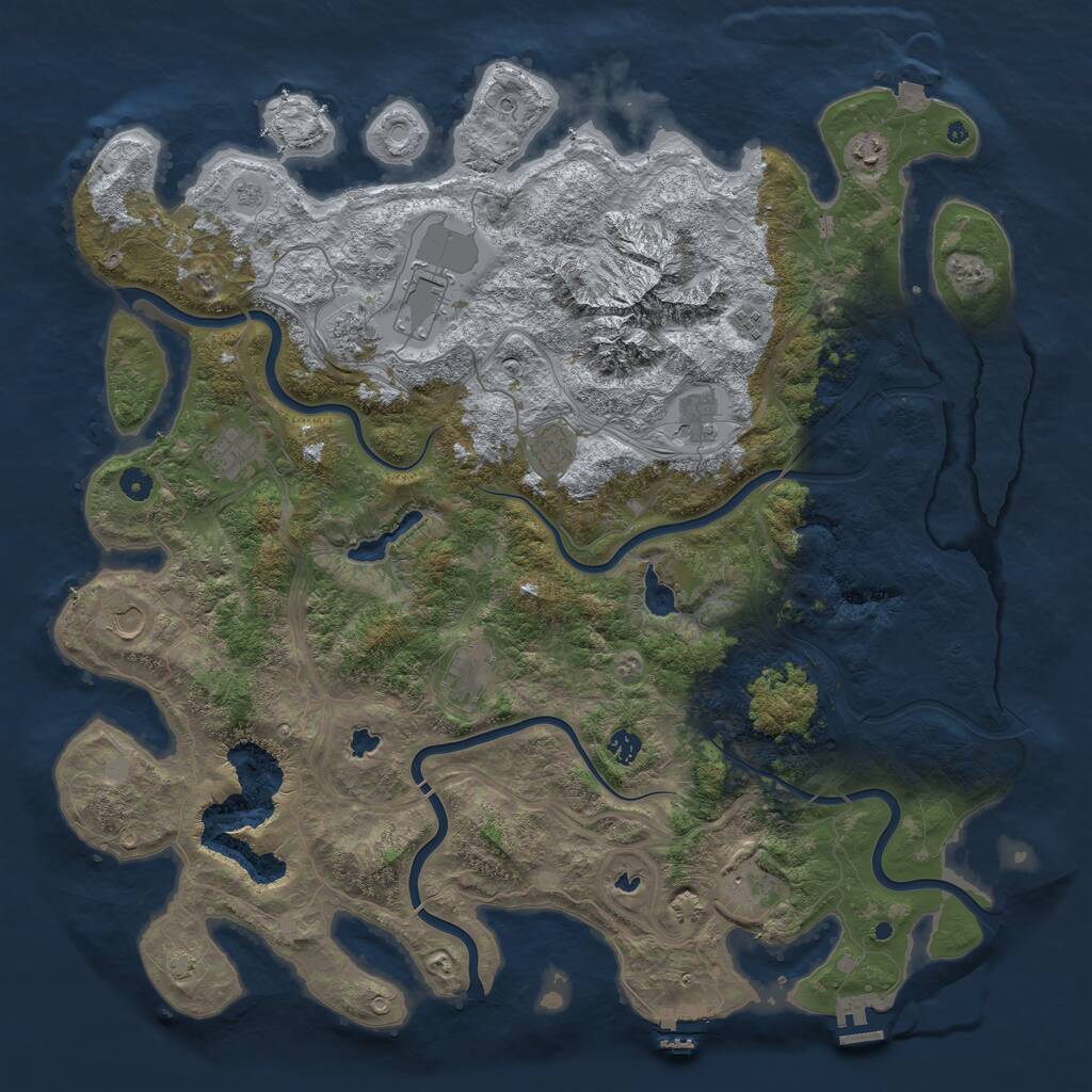 Rust Map: Procedural Map, Size: 5000, Seed: 2071421183, 17 Monuments