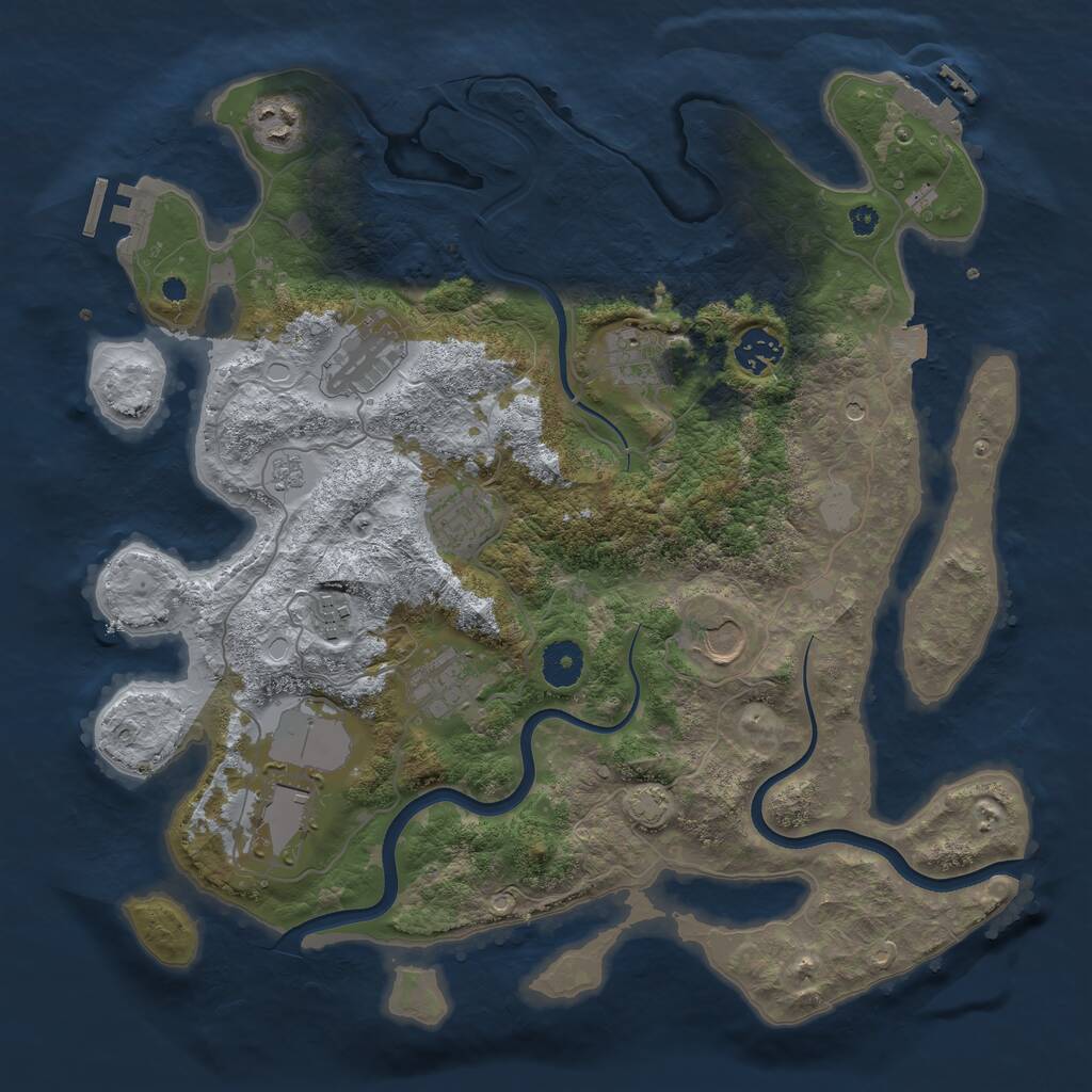 Rust Map: Procedural Map, Size: 3700, Seed: 1171729236, 15 Monuments