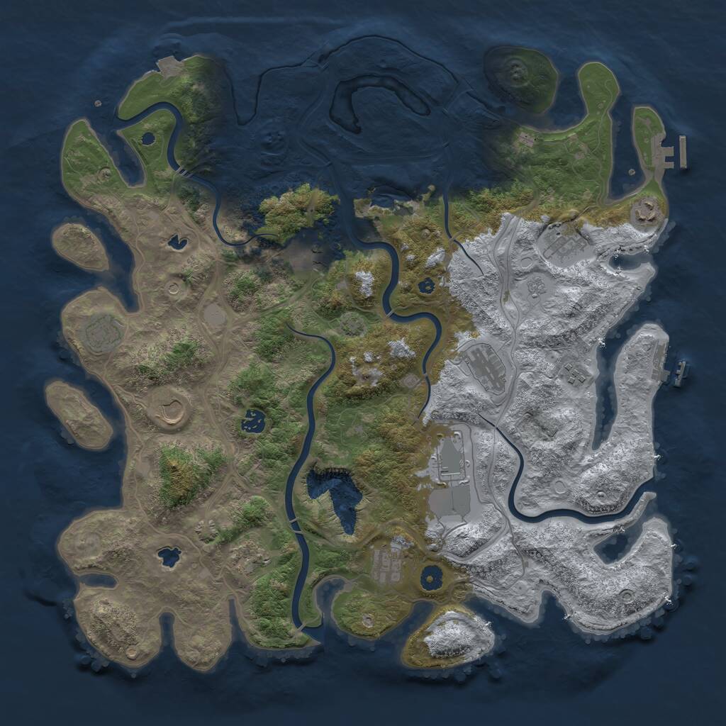 Rust Map: Procedural Map, Size: 4500, Seed: 24791, 17 Monuments