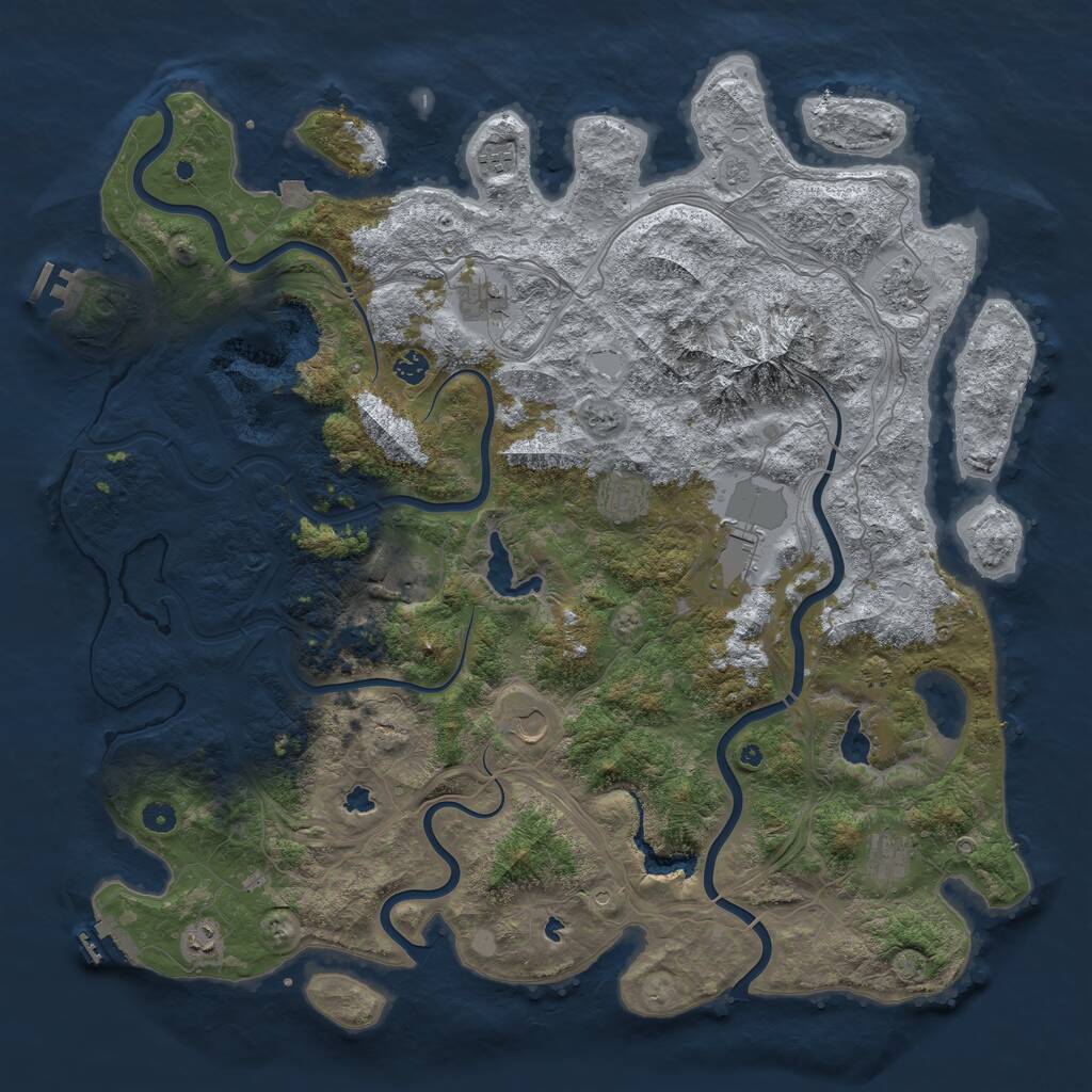 Rust Map: Procedural Map, Size: 5000, Seed: 485641177, 16 Monuments