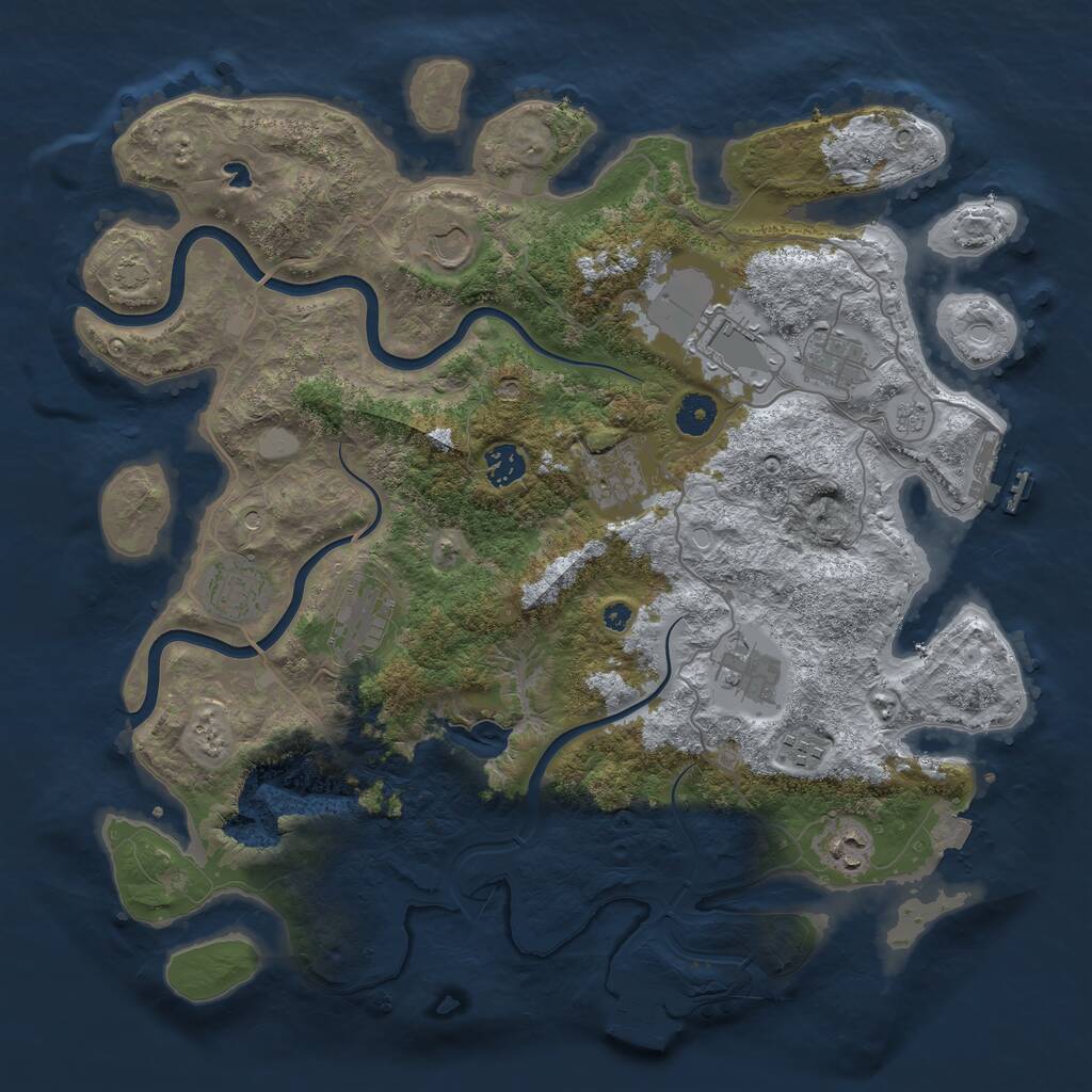 Rust Map: Procedural Map, Size: 4000, Seed: 514264421, 16 Monuments