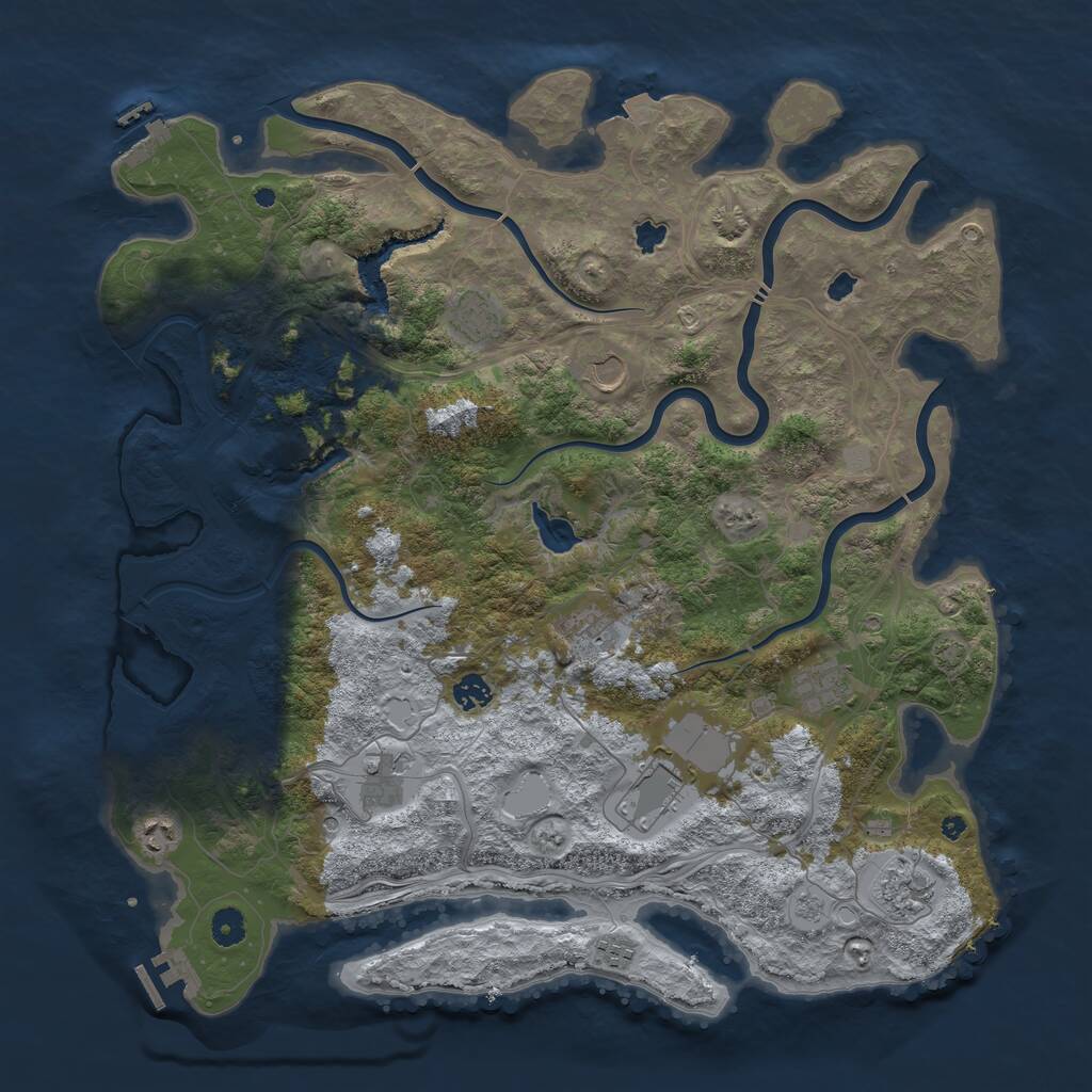 Rust Map: Procedural Map, Size: 4500, Seed: 513771398, 16 Monuments