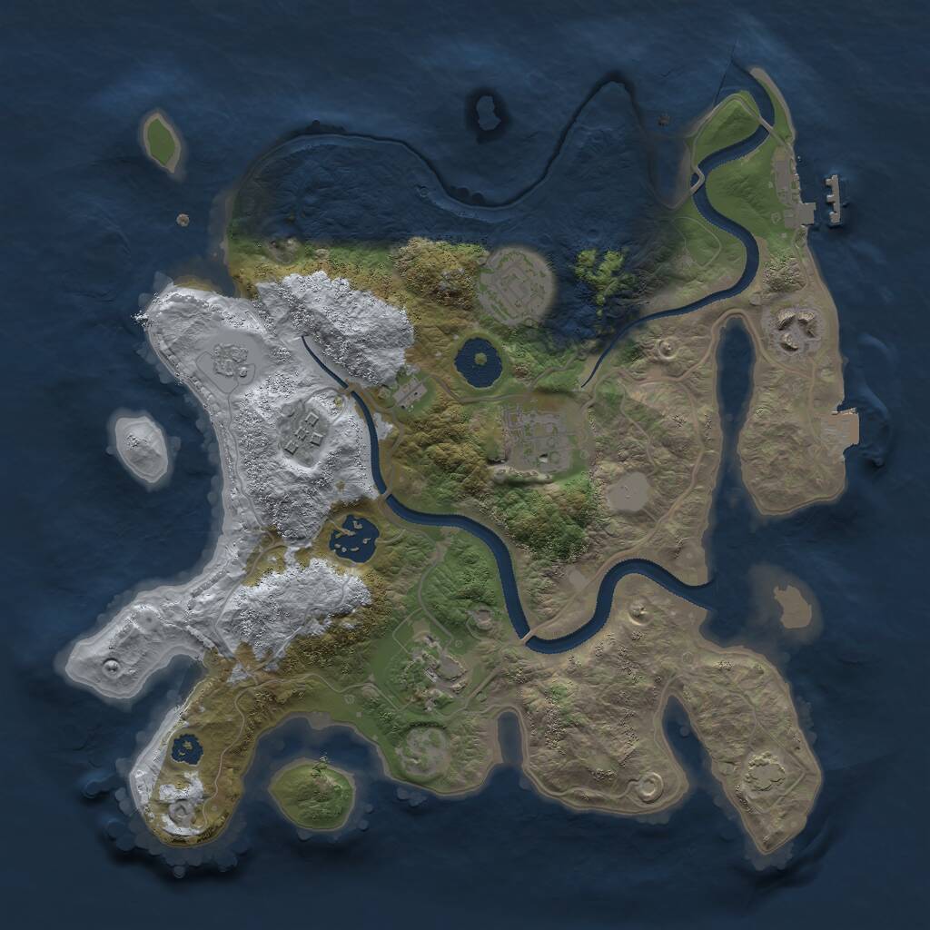 Rust Map: Procedural Map, Size: 3000, Seed: 1428142477, 10 Monuments