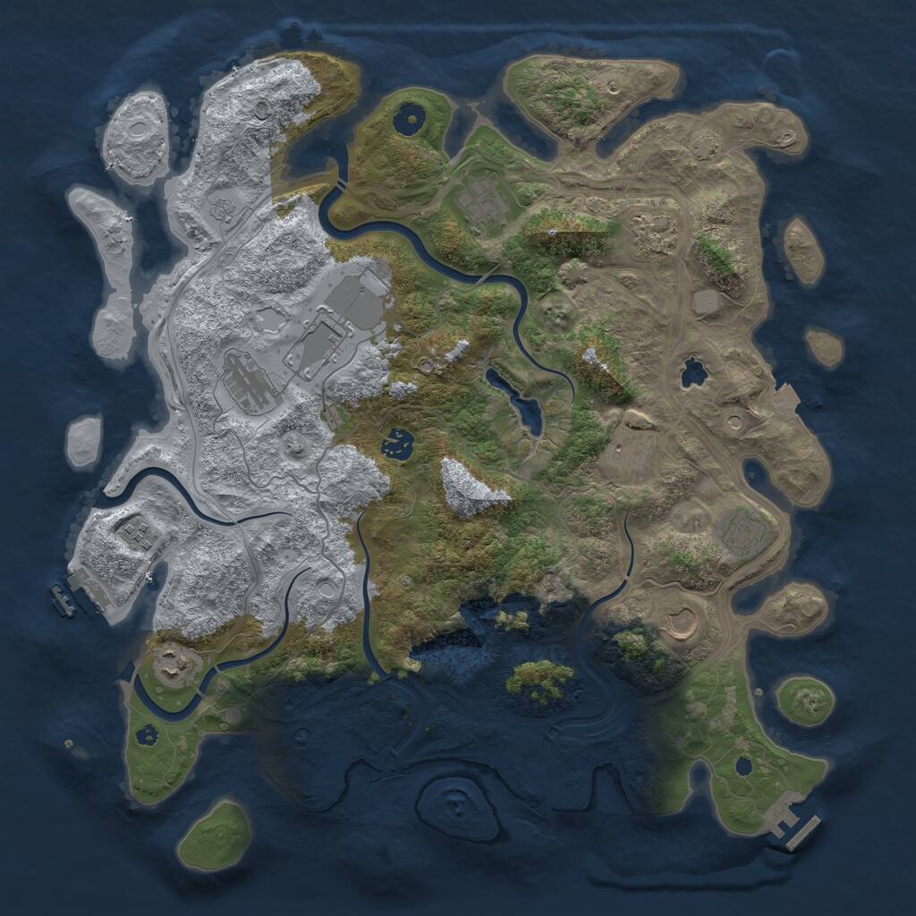 Rust Map: Procedural Map, Size: 4300, Seed: 945219, 16 Monuments