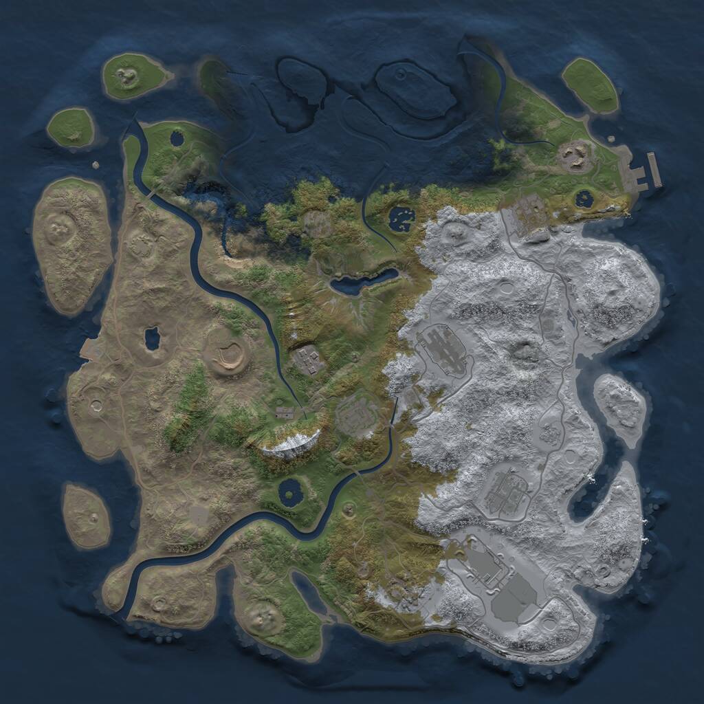 Rust Map: Procedural Map, Size: 4000, Seed: 333222, 15 Monuments