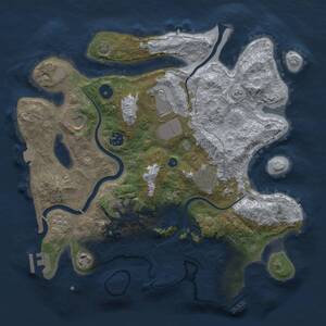 Thumbnail Rust Map: Procedural Map, Size: 3500, Seed: 1992211297, 13 Monuments
