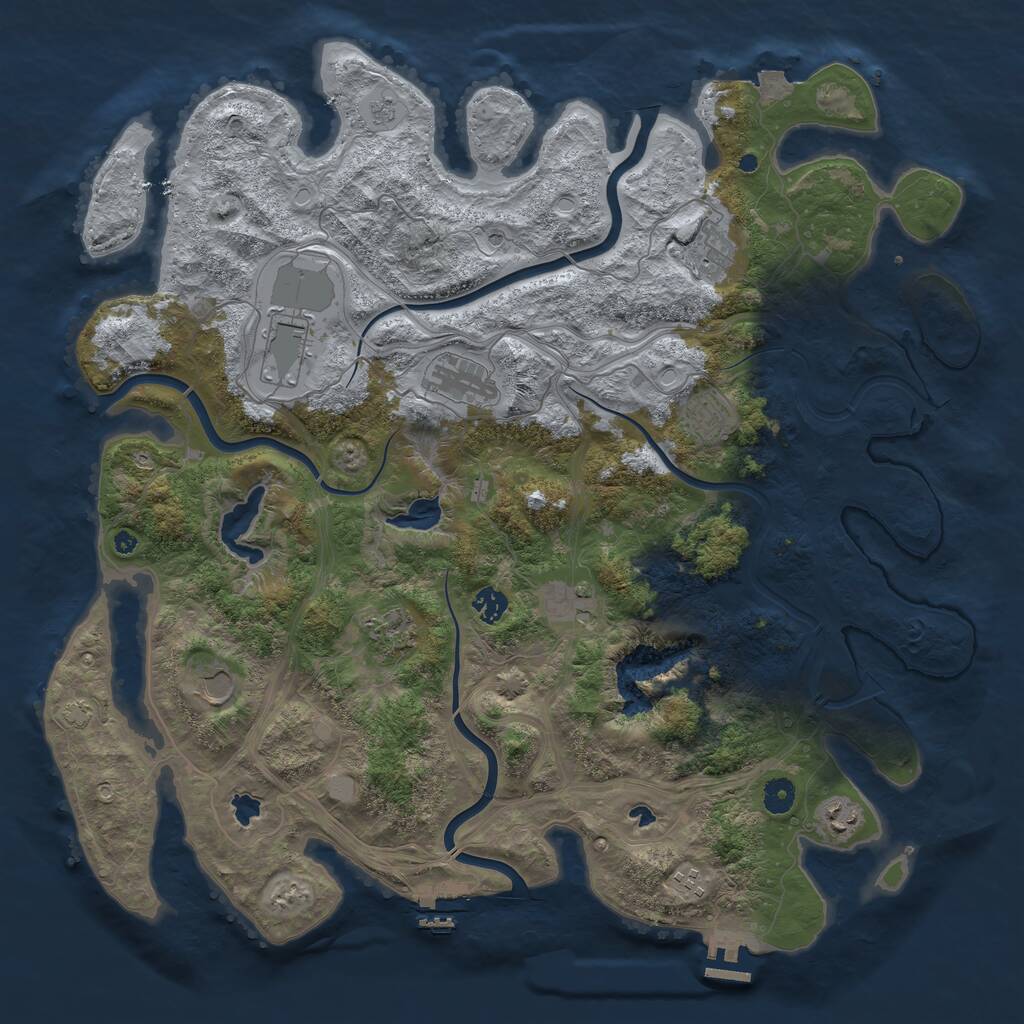 Rust Map: Procedural Map, Size: 4500, Seed: 714864821, 16 Monuments