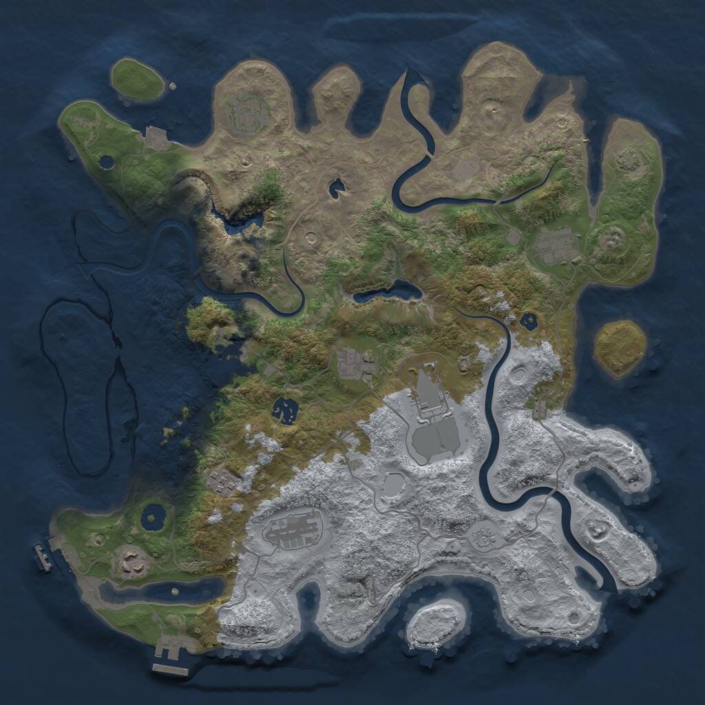 Rust Map: Procedural Map, Size: 4000, Seed: 45690, 15 Monuments