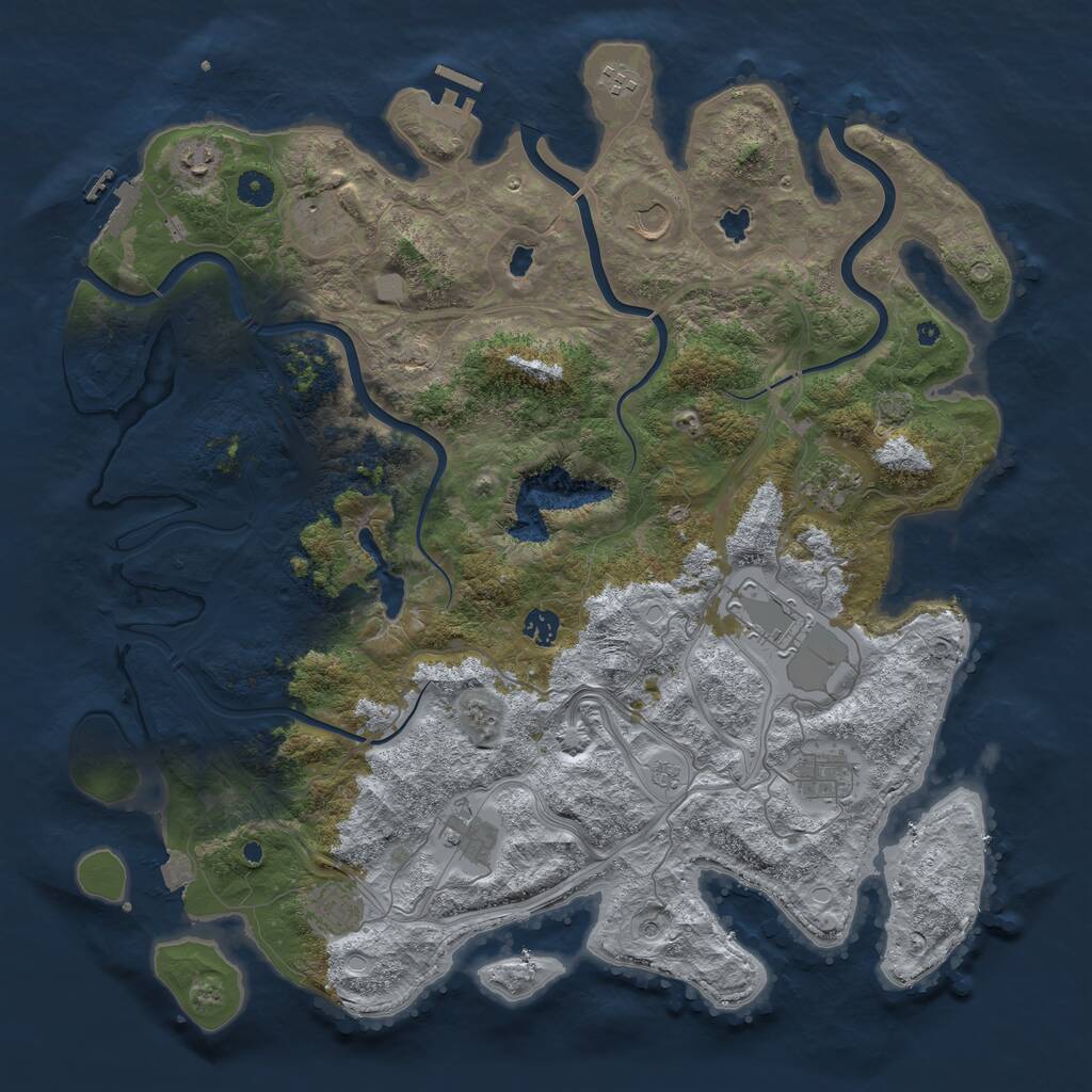 Rust Map: Procedural Map, Size: 4500, Seed: 199921612, 16 Monuments