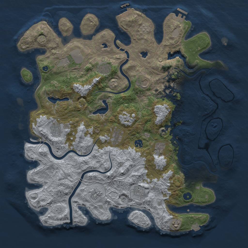 Rust Map: Procedural Map, Size: 4500, Seed: 184979050, 17 Monuments