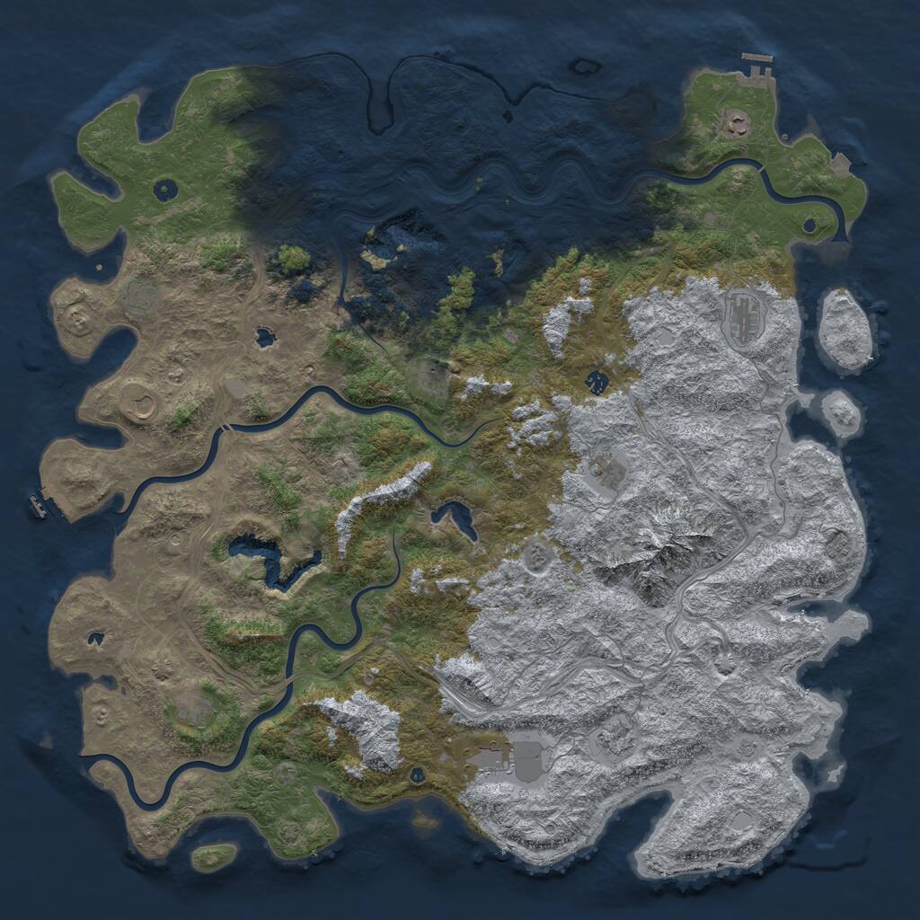 Rust Map: Procedural Map, Size: 6000, Seed: 125829663, 17 Monuments