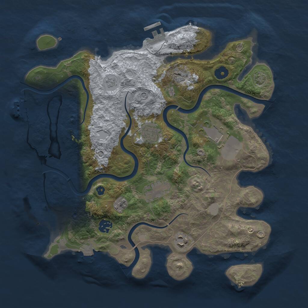 Rust Map: Procedural Map, Size: 3500, Seed: 466870941, 12 Monuments