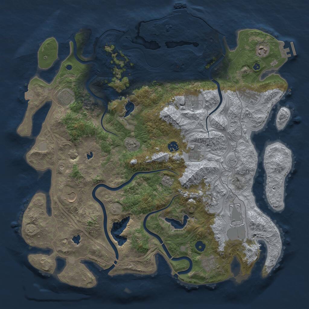 Rust Map: Procedural Map, Size: 4500, Seed: 881465389, 17 Monuments