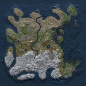 Thumbnail Rust Map: Procedural Map, Size: 3777, Seed: 1620986914, 15 Monuments