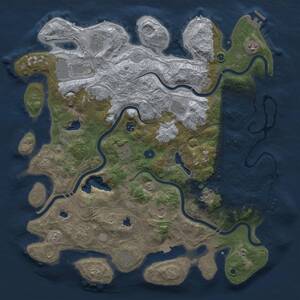 Thumbnail Rust Map: Procedural Map, Size: 4500, Seed: 53974323, 16 Monuments