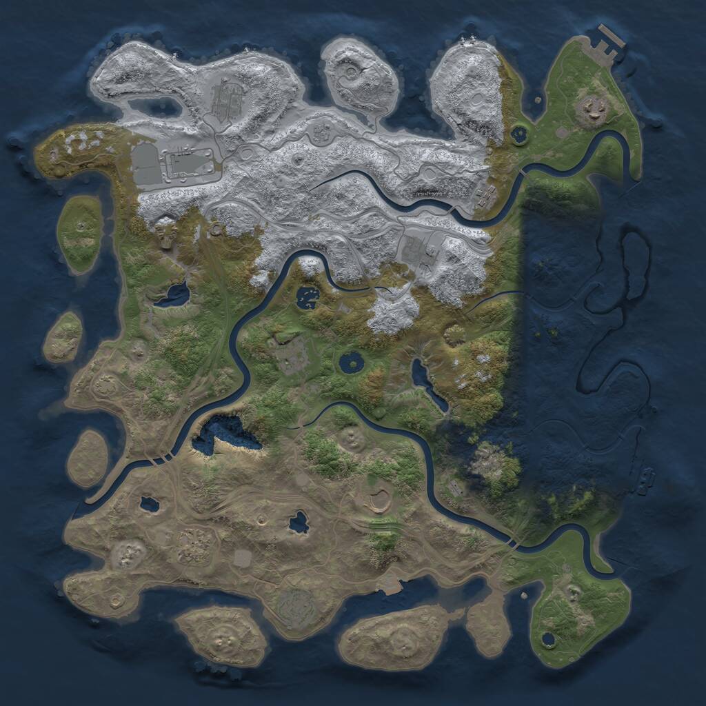 Rust Map: Procedural Map, Size: 4500, Seed: 53974323, 16 Monuments
