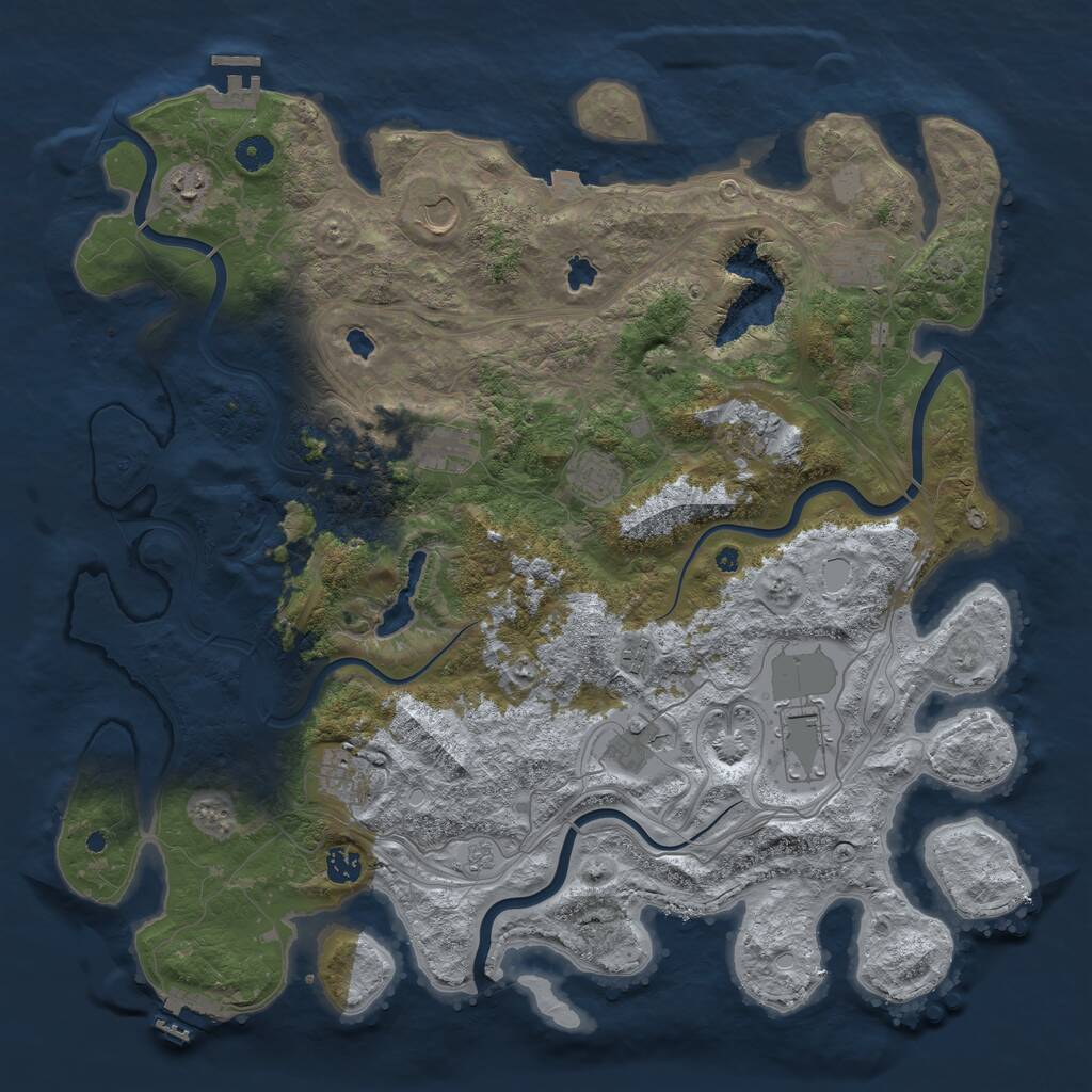 Rust Map: Procedural Map, Size: 4500, Seed: 1338067299, 17 Monuments