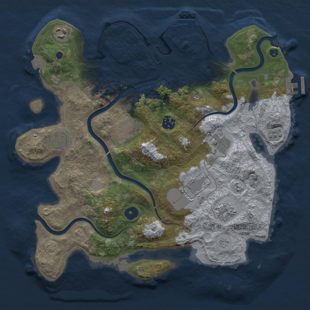 Rust Map: Procedural Map, Size: 3600, Seed: 1313574761, 14 Monuments