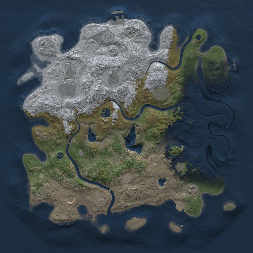 Rust Map: Procedural Map, Size: 4000, Seed: 654923, 14 Monuments