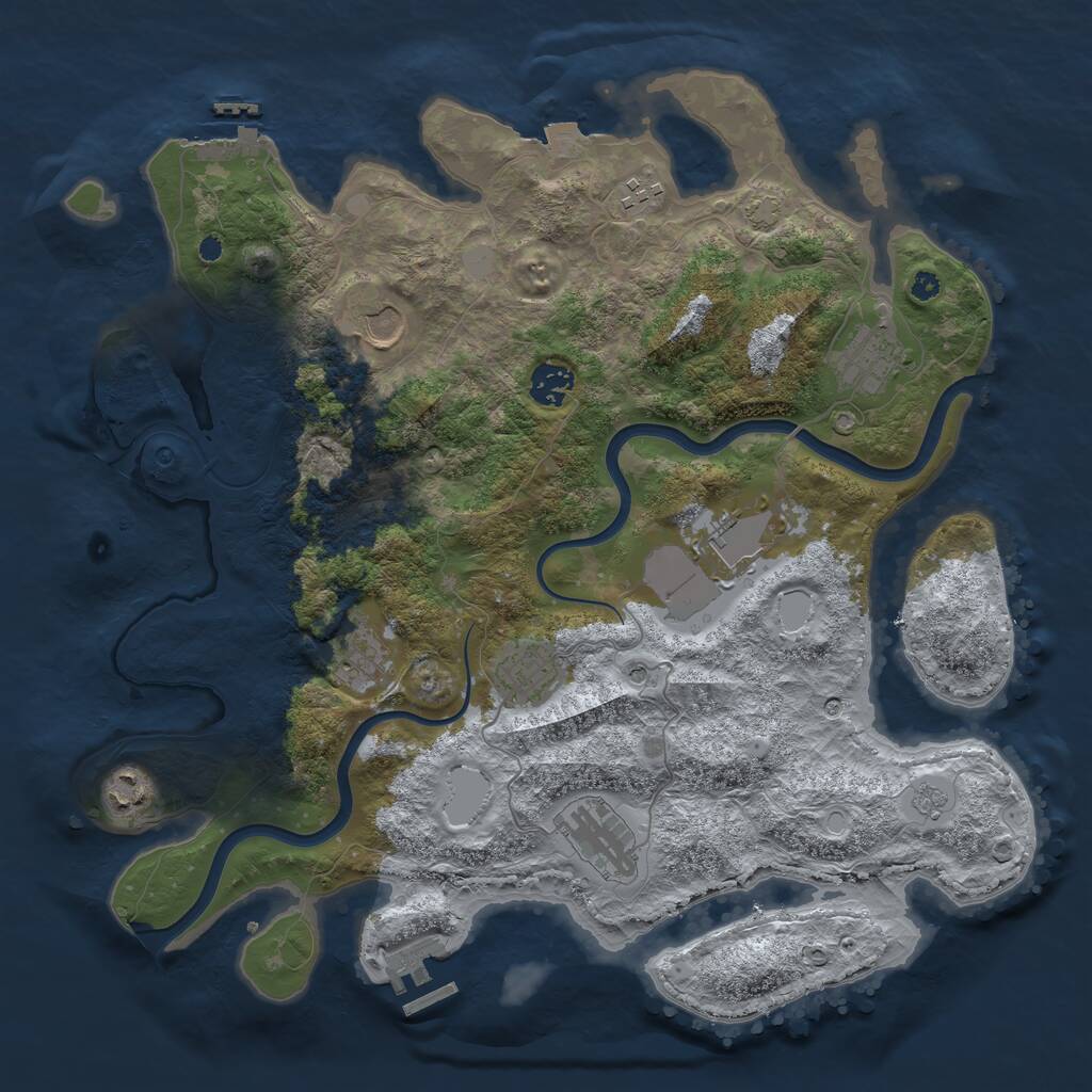 Rust Map: Procedural Map, Size: 3800, Seed: 100434447, 15 Monuments