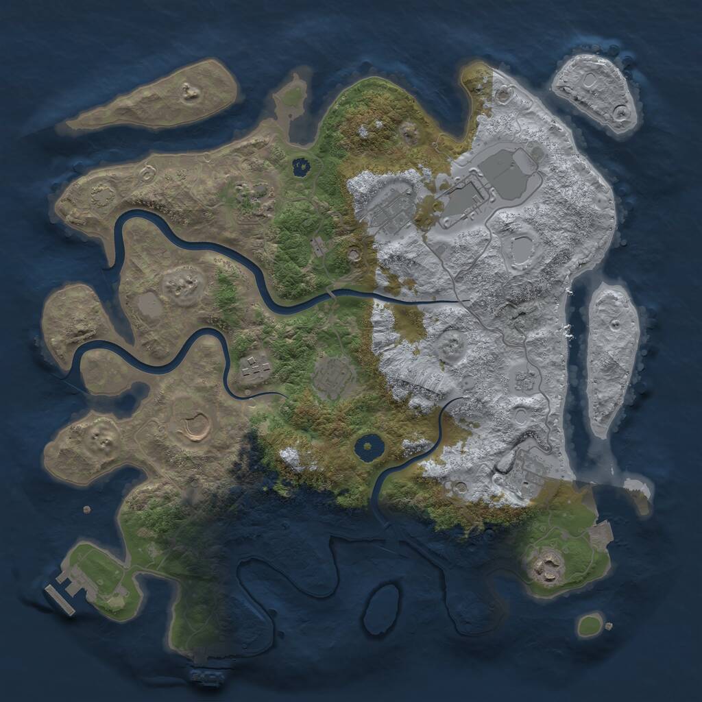 Rust Map: Procedural Map, Size: 3750, Seed: 111111111, 14 Monuments