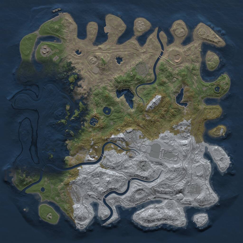 Rust Map: Procedural Map, Size: 4500, Seed: 1068148748, 17 Monuments