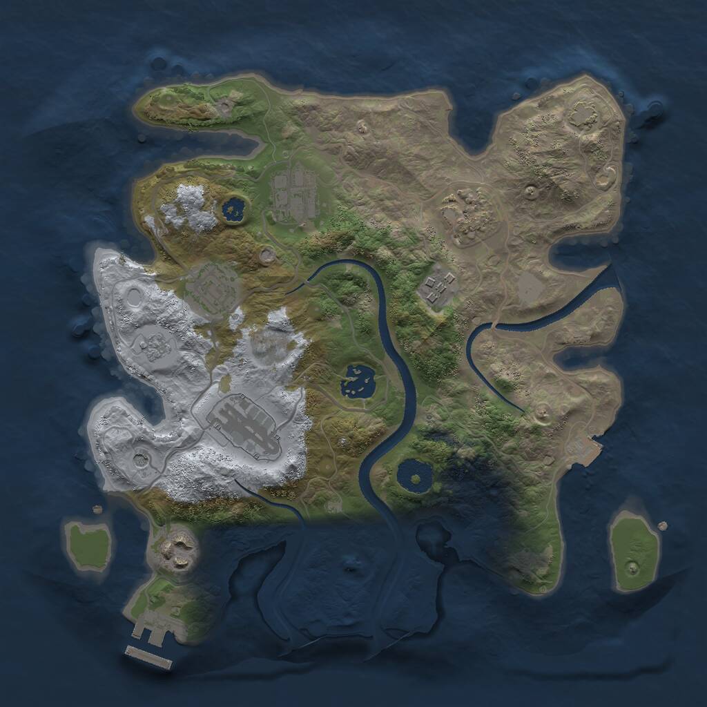 Rust Map: Procedural Map, Size: 3000, Seed: 8695140, 12 Monuments
