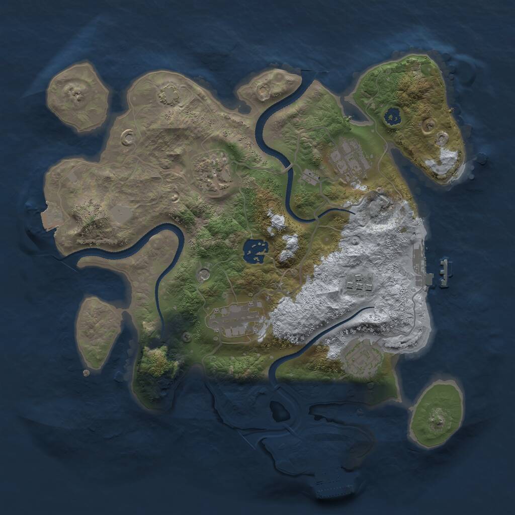 Rust Map: Procedural Map, Size: 3000, Seed: 2081377464, 11 Monuments