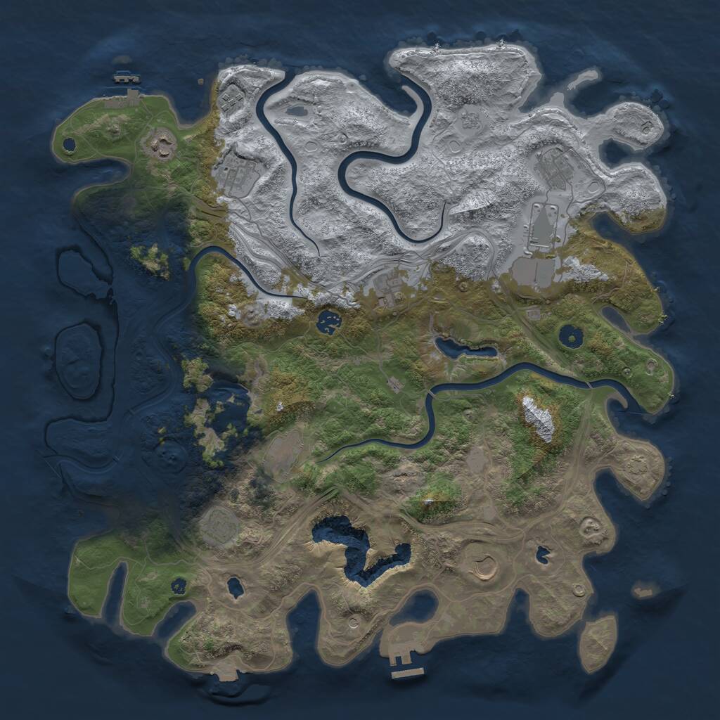 Rust Map: Procedural Map, Size: 4500, Seed: 2009825536, 16 Monuments